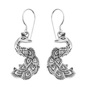 Stunning Peacock Dangle Earrings in 925 Sterling Silver 5.35 Grams